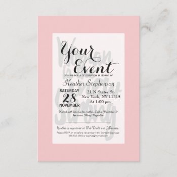 Girl Power Woman Is The New Strong In Pink Black Invitation by BlackStrawberry_Co at Zazzle