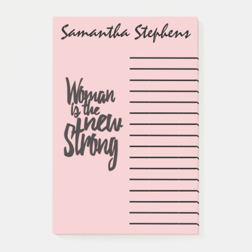 Girl Power Woman is the New Strong in Pink Black Post_it Notes