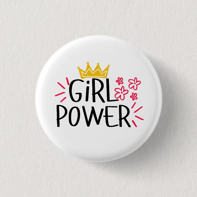 Girl Power Women's Day Button (Front)