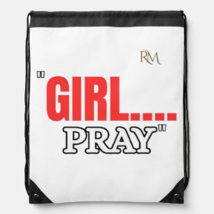 Girl Pray T-Shirt Faith Based Christian Shirt fo Drawstring Bag