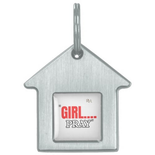 Girl Pray T-Shirt | Faith Based Christian Shirt fo Pet ID Tag