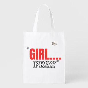 Girl Pray T-Shirt Faith Based Christian Shirt Grocery Bag