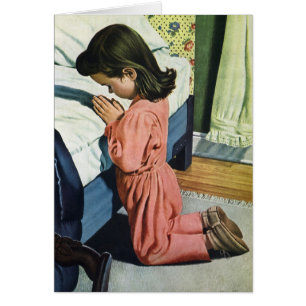 Girl Praying at Bedtime, the Lord's Prayer Cards