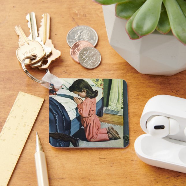 Girl Praying at Bedtime, the Lord's Prayer Keychain (Desk)