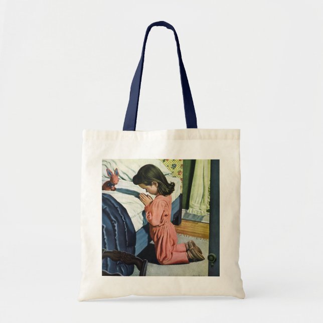 Girl Praying at Bedtime, the Lord's Prayer Tote Bag (Front)