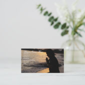 Girl Praying on the Beach Business Card (Standing Front)