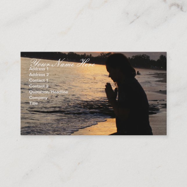Girl Praying on the Beach Business Card (Front)