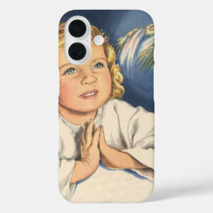 Girl Praying to Jesus Christ, Bedtime Prayers iPhone 16 Case