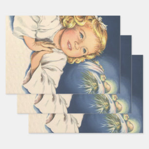 Girl Praying to Jesus Christ, Bedtime Prayers Wrapping Paper Sheets