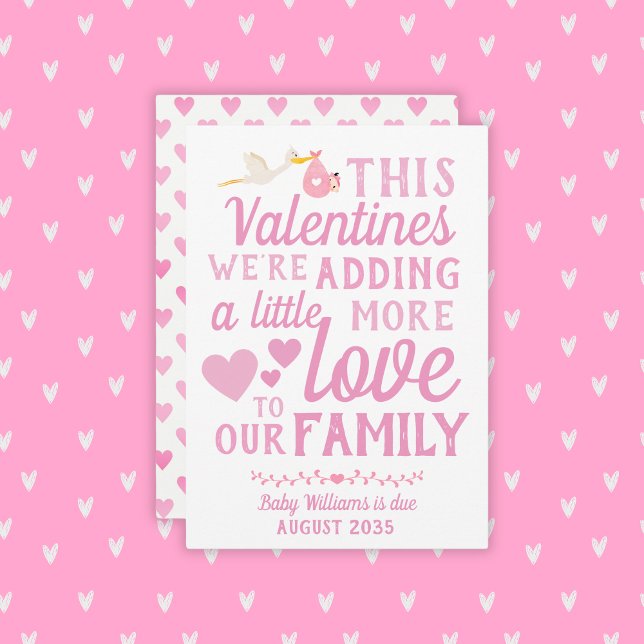 Girl Pregnancy Announcement Valentine's Day Card (Girl Pregnancy Announcement Valentines Day Card
)