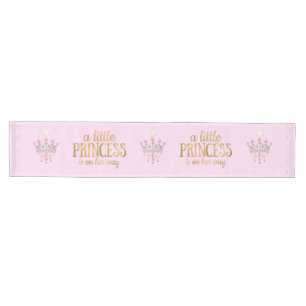 Girl Princess is on her way Pink Gold Tiara Medium Table Runner