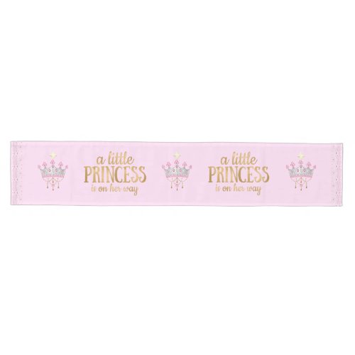 Girl Princess is on her way Pink Gold Tiara Medium Table Runner