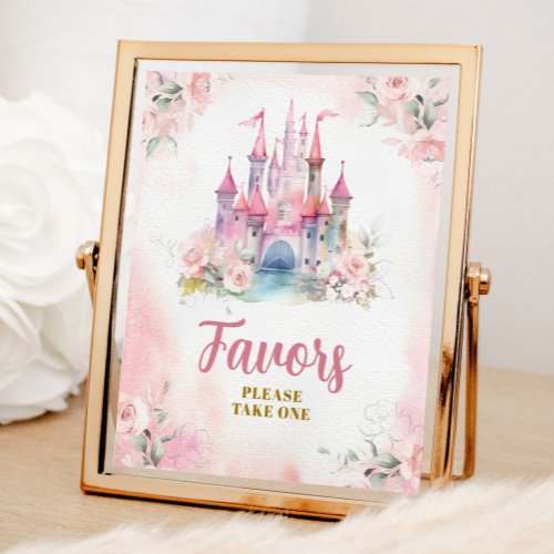 Girl Princess Royal Castle 5th Birthday Favors Poster