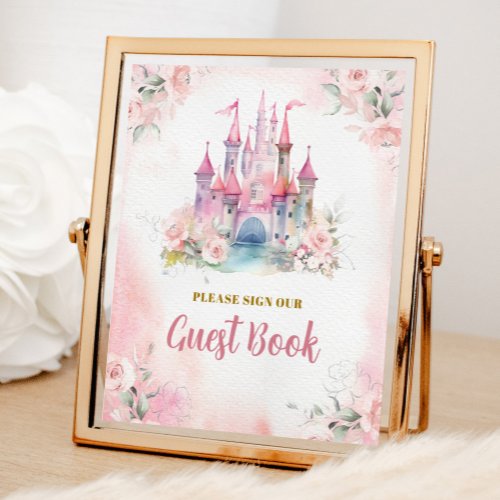 Girl Princess Royal Castle 5th Birthday Guest Book