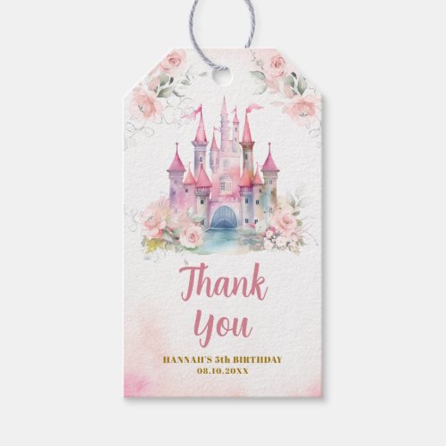 Girl Princess Royal Castle 5th Birthday Thank You Gift Tags