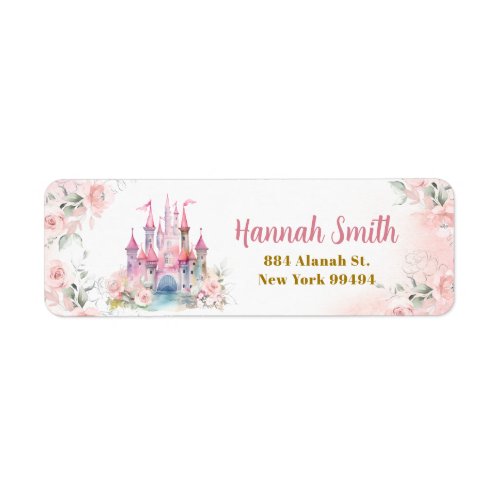 Girl Princess Royal Castle Fifth Birthday Address Label