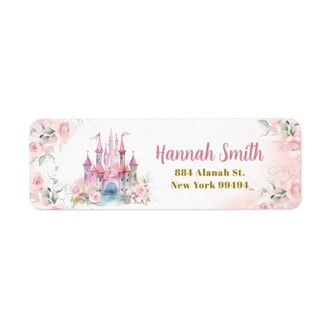 Girl Princess Royal Castle Fifth Birthday Address Label (Front)