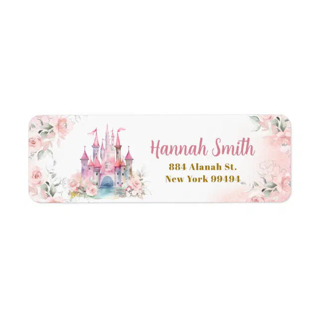 Girl Princess Royal Castle Fifth Birthday Address Label | Zazzle
