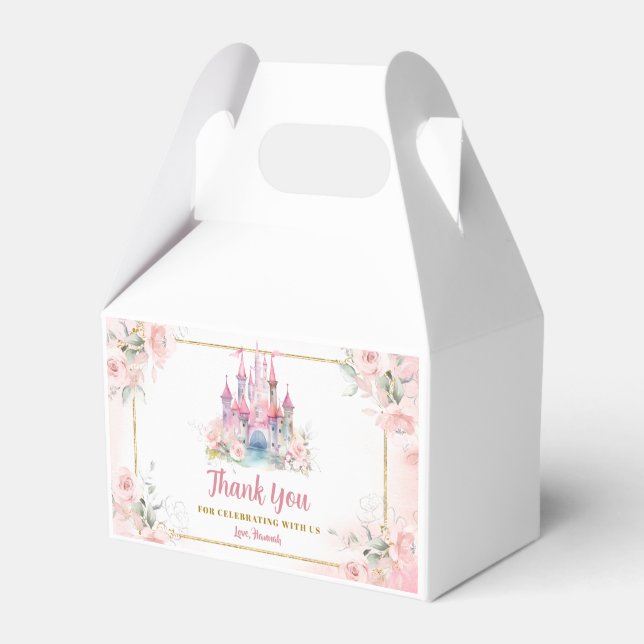 Girl Princess Royal Castle Fifth Birthday Favor Boxes (Front Side)