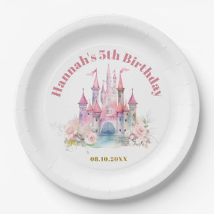 Girl Princess Royal Castle Fifth Birthday Paper Plates