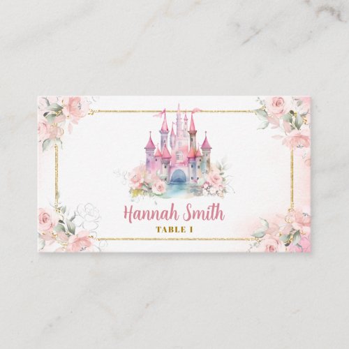 Girl Princess Royal Castle Fifth Birthday Place Card