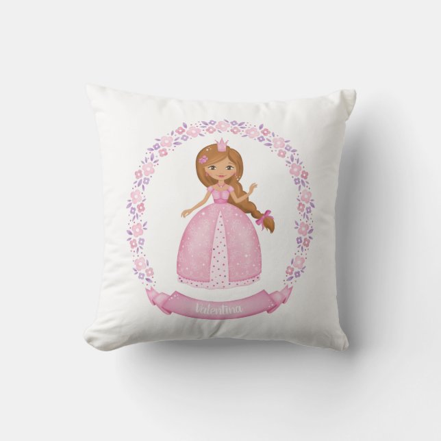 Girl Princess Throw Pillow (Front)