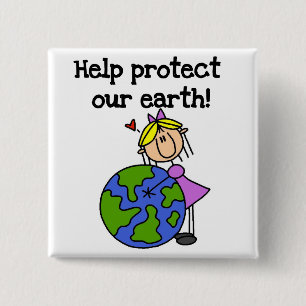 Girl Protect Our Earth Tshirts and Gifts Button