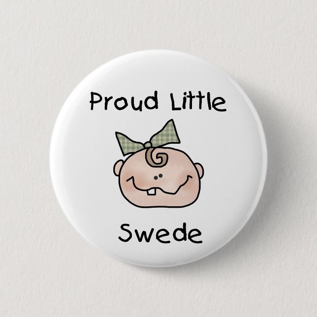 Girl Proud Swedish Baby Button (Front)