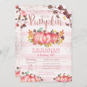 Girl Pumpkin 1st Birthday Invitation - Fall