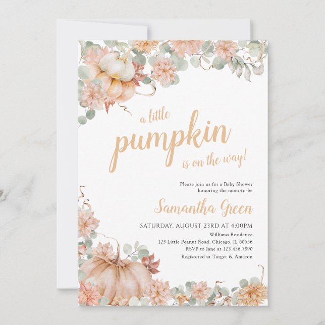 Girl Pumpkin Baby Shower Invitation (Front)