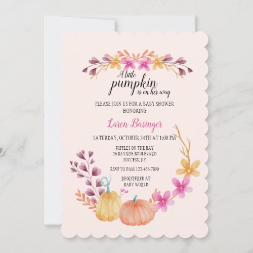 Girl Pumpkin Baby Shower Invitation