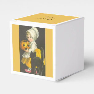 Girl Pumpkin Cat Vintage Halloween Party Favor Box
