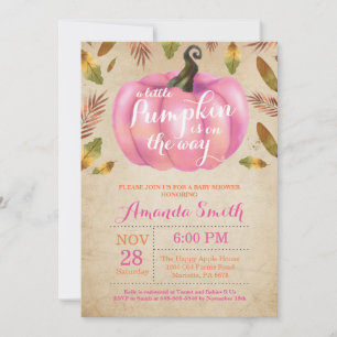 Girl Pumpkin Fall Baby Shower Invitation Rustic