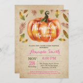 Girl Pumpkin Fall Baby Shower Invitation Rustic (Front/Back)