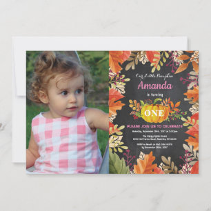 Girl Pumpkin Fall Birthday Invitation