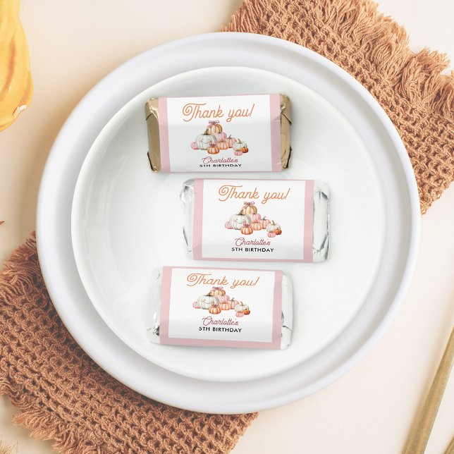 Girl Pumpkin Patch Bows Birthday Party Hershey's Miniatures (Creator Uploaded)