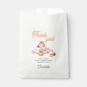 Girl Pumpkin Patch Bows Birthday Party Thank You Favor Bag