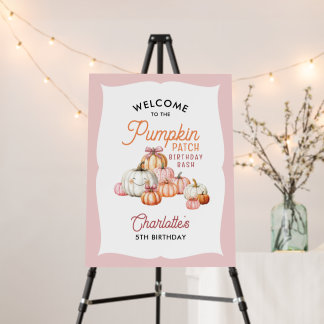 Girl Pumpkin Patch Bows Birthday Party Welcome Foam Board