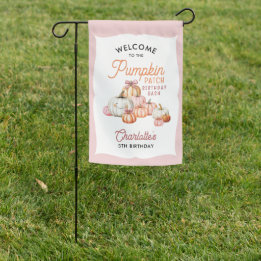 Girl Pumpkin Patch Bows Birthday Party Welcome Garden Flag