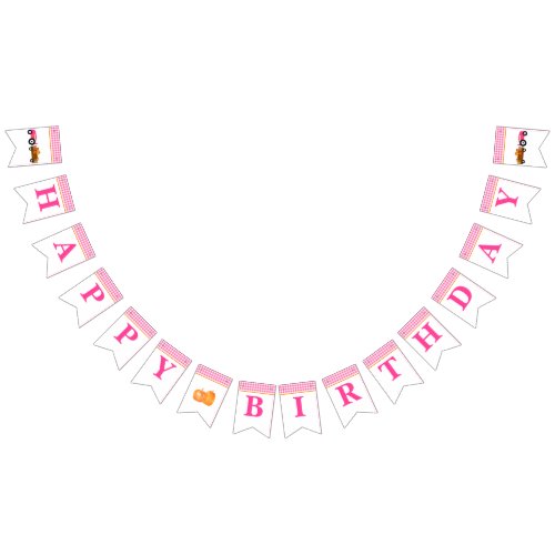 Girl Pumpkin Patch Tractor Pink Happy Birthday Bunting Flags