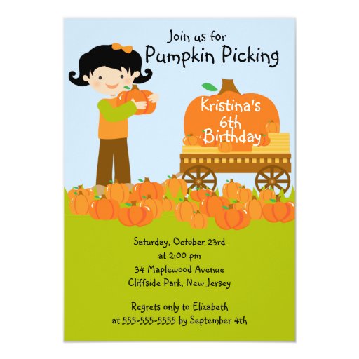 Pumpkin Picking Birthday Party Invitations 4