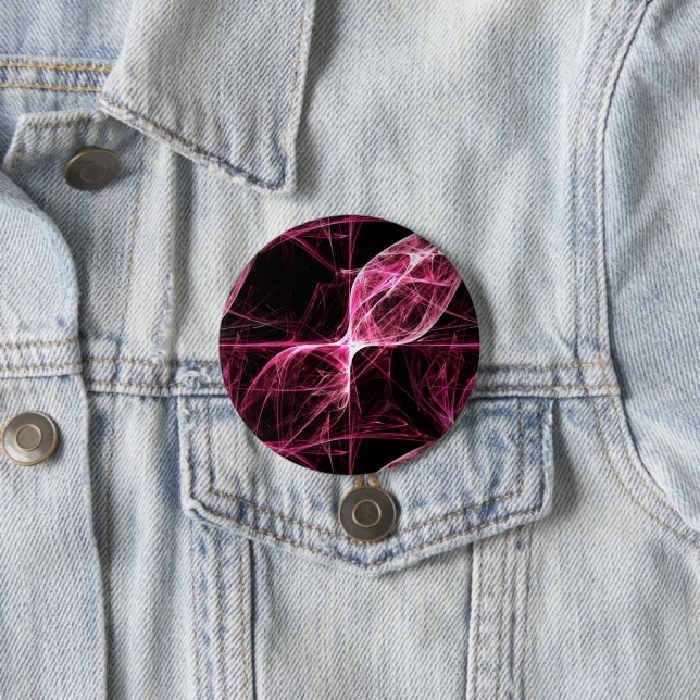 Girl Punk Rock Pink Energy Waves Button (In Situ)