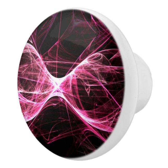 Girl Punk Rock Pink Energy Waves Ceramic Knob (Right)