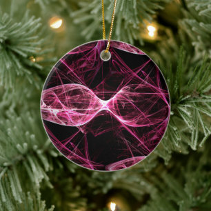 Girl Punk Rock Pink Energy Waves Ceramic Ornament