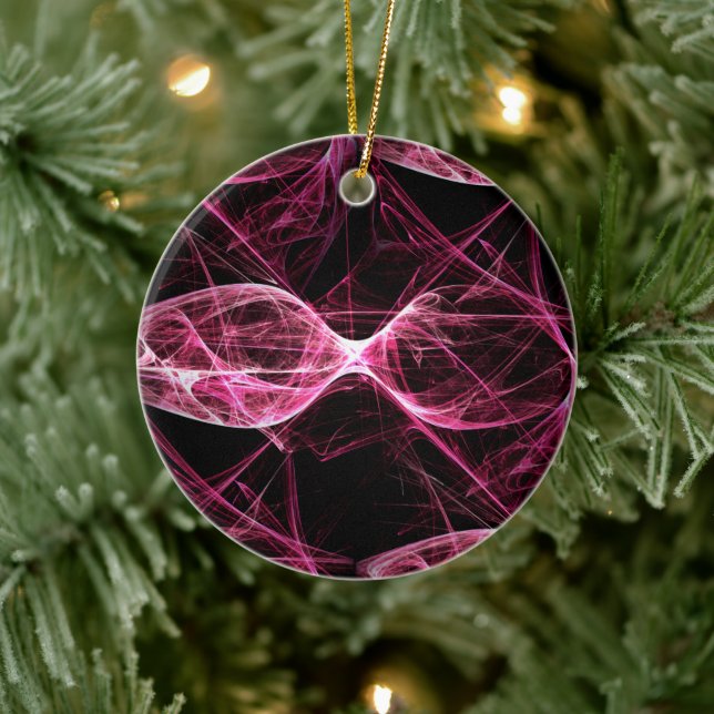 Girl Punk Rock Pink Energy Waves Ceramic Ornament (Tree)