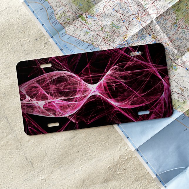 Girl Punk Rock Pink Energy Waves License Plate (In Situ)