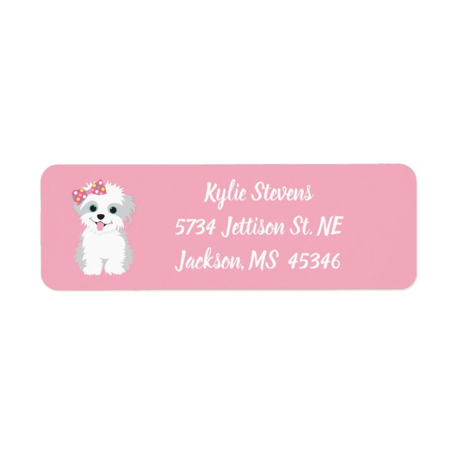 Girl Puppy Birthday Label (Front)