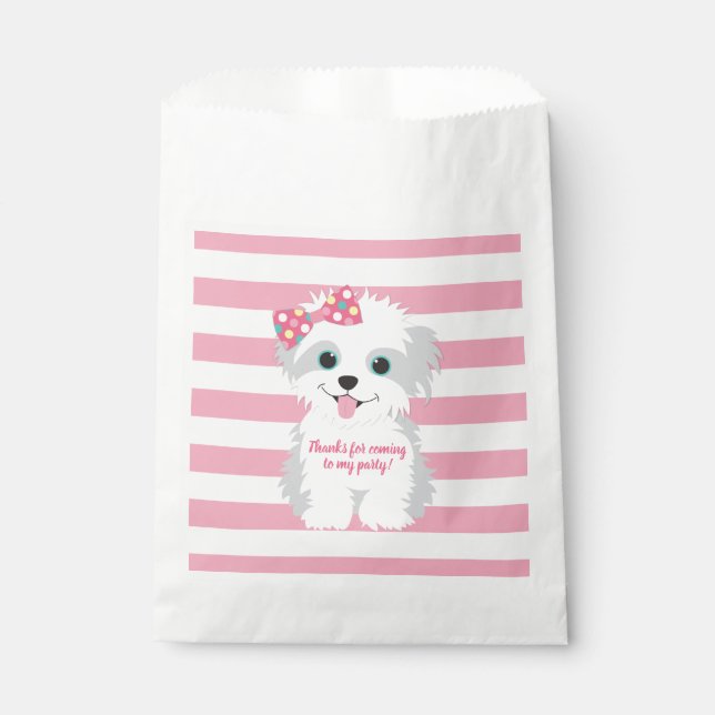 Girl Puppy Birthday Party Favor Bag (Front)