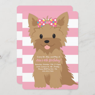 Girl Puppy Birthday Party II Invitation