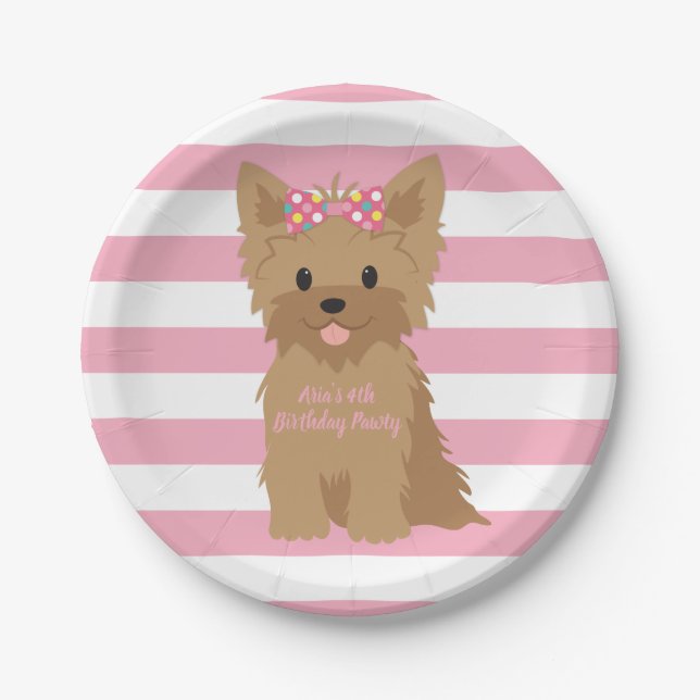 Girl Puppy Birthday Party II Paper Plates (Front)